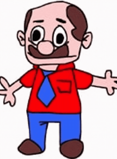 Cartoon Man With Mustache In Red Shirt And Tie GIF