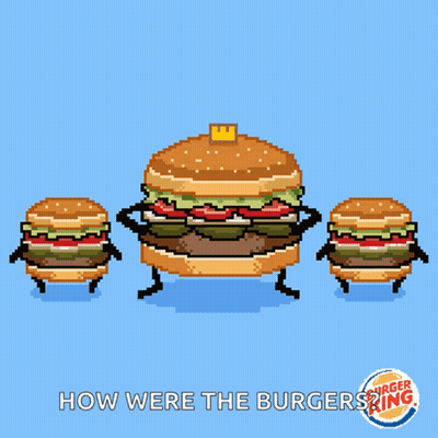 Cartoon Man With Mustache Next To Hamburger GIF