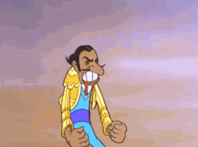 Cartoon Man With Mustache Raising Arms GIF