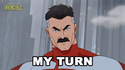 Cartoon Man With Mustache Saying My Turn GIF
