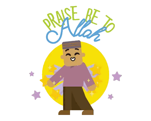 Cartoon Man With Praise Be To Allah Sticker