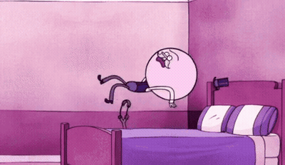 Cartoon Man With Purple Head And Yellow Eyes GIF