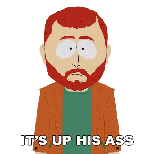 Cartoon Man With Red Beard Says Its Up His Ass Sticker