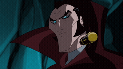 Cartoon Man With Red Cape And Blue Eyes GIF