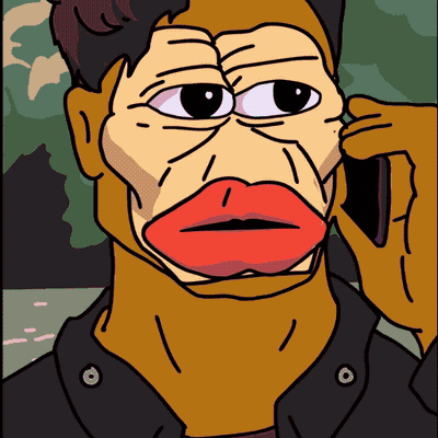 Cartoon Man With Red Lips Talking on Cellphone