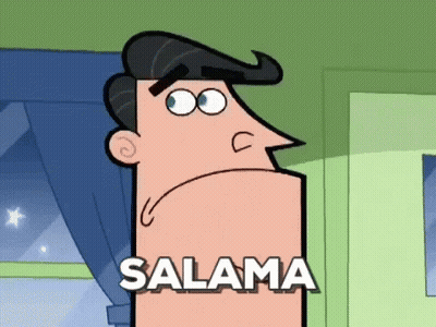 Cartoon Man With Salama On Face At Window GIF