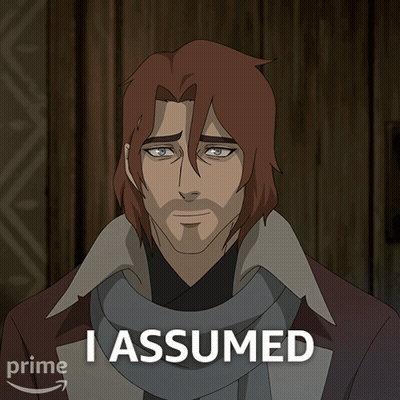 Cartoon Man With Scarf Saying I Assumed GIF