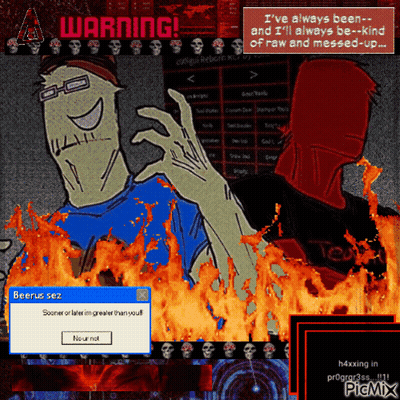 Cartoon Man With Warning Message GIF