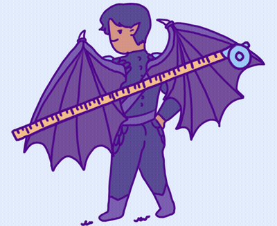 Cartoon Man With Wings Holding Tape Measure GIF