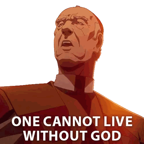 Cartoon Man With Words One Cannot Live Without God Sticker