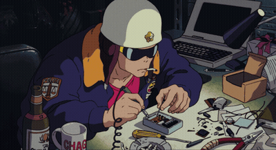 Cartoon Man Working On Computer With Chag Mug GIF