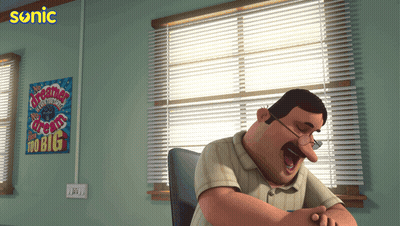 Cartoon Man Yawning In Front Of Dream Big Poster GIF