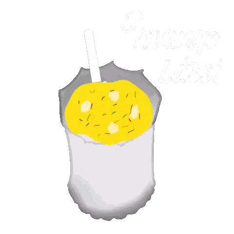 Cartoon Mango Lassi With Straw Sticker