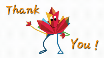 Cartoon Maple Leaf Saying Thank You GIF