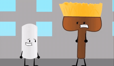 Cartoon Marshmallow And Yellow Bristle Brush GIF