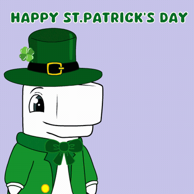 Cartoon Marshmallow Wearing Green Leprechaun Hat GIF