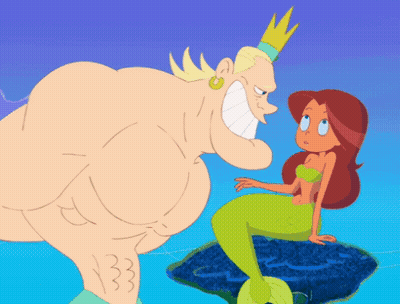 Cartoon Mermaid and King With Crown