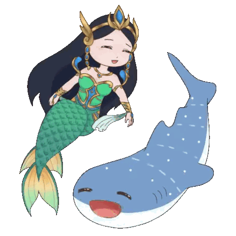 Cartoon Mermaid Sitting Next To Whale Shark Sticker