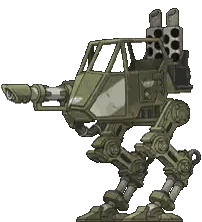 Cartoon Military Mech With Cannon Sticker