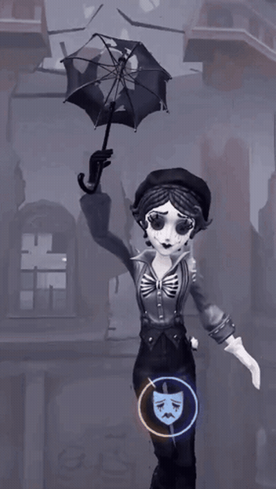 Cartoon Mime Wearing Beret And Mask GIF