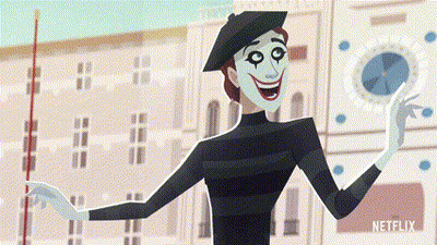 Cartoon Mime Wearing Beret And Mask GIF