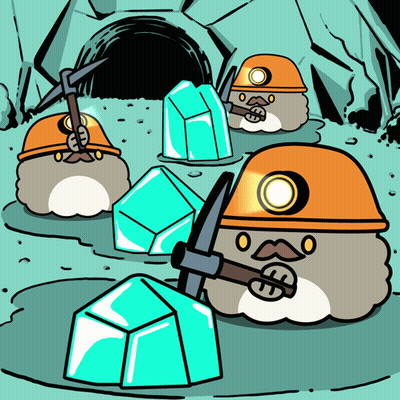 Cartoon Miners Digging For Crystals GIF