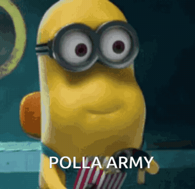 Cartoon Minion Holding Popcorn Saying Polla Army GIF
