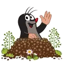 Cartoon Mole Waving Out Of Hole Sticker