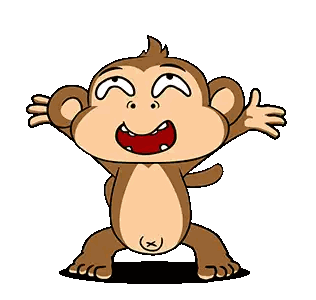 Cartoon Monkey Arms Outstretched Funny Face Sticker