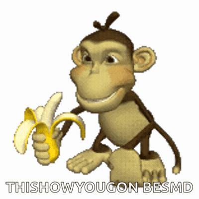 Cartoon Monkey Holding Banana Saying Thisshowyougon Besmd GIF