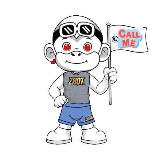 Cartoon Monkey Holding Call Me Flag Sticker
