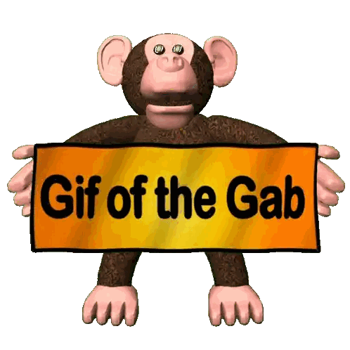 Cartoon Monkey Holding Gif Of The Gab Sign Sticker