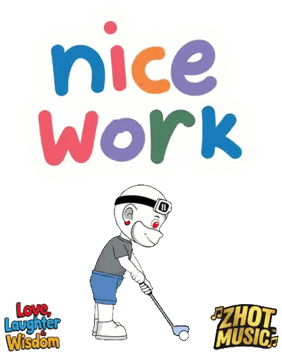 Cartoon Monkey Holding Golf Club Nice Work Sticker