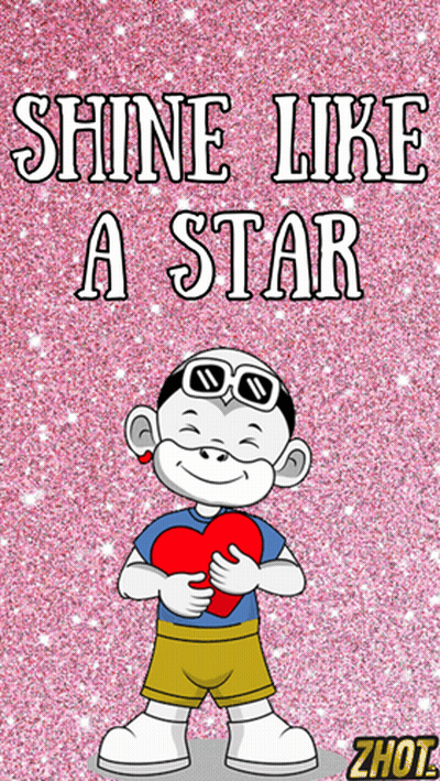 Cartoon Monkey Holding Heart Shine Like A Star GIF