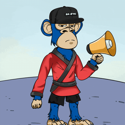 Cartoon Monkey Holding Megaphone And Wearing Hat Saying Ba Yc GIF