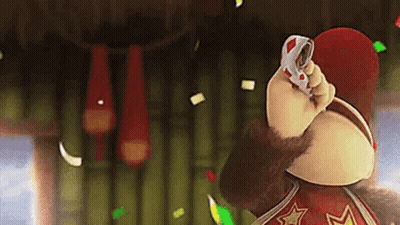 Cartoon Monkey Holding Soda With Confetti GIF