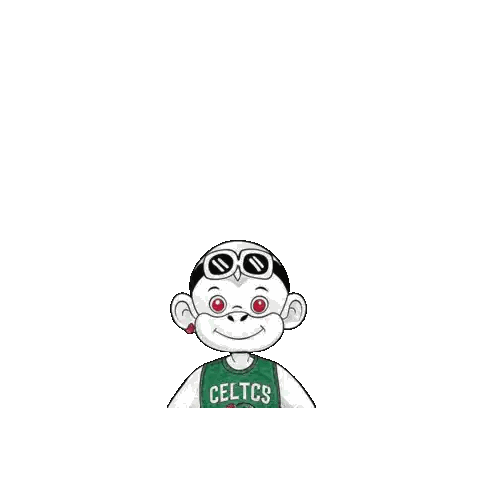 Cartoon Monkey In Celtics Jersey And Shorts Sticker