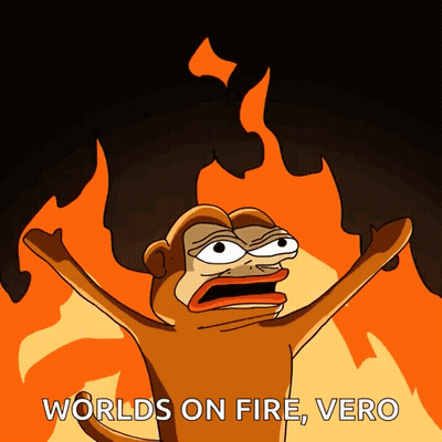 Cartoon Monkey In Front Of Fire Worlds On Fire GIF