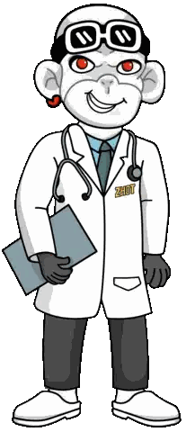 Cartoon Monkey In Lab Coat And Goggles Sticker