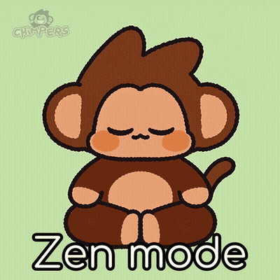 Cartoon Monkey In Lotus Position Saying Zen Mode GIF
