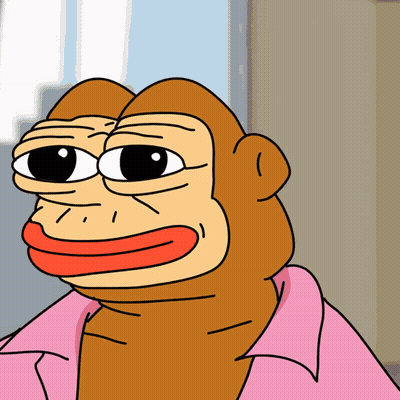 Cartoon Monkey In Pink Shirt With Red Mouth GIF