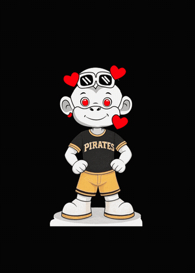 Cartoon Monkey In Pirate Shirt And Shorts GIF