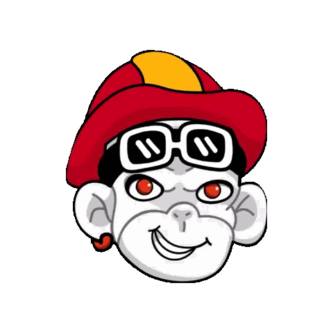 Cartoon Monkey In Red Hat And Glasses Sticker