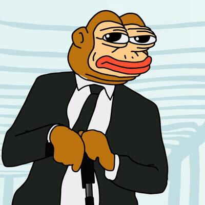 Cartoon Monkey In Suit And Tie Holding Cane GIF