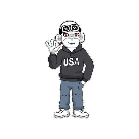 Cartoon Monkey In USA Hoodie And Goggles Sticker