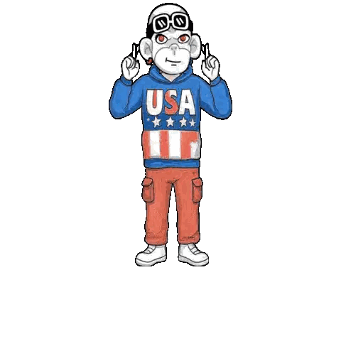 Cartoon Monkey In USA Hoodie And Red Pants Sticker