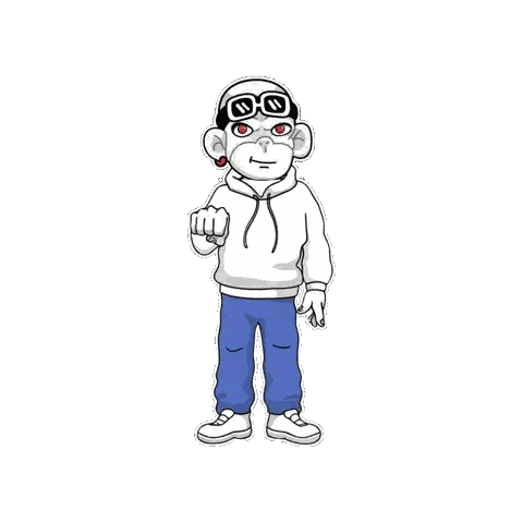 Cartoon Monkey In White Hoodie And Blue Jeans Sticker
