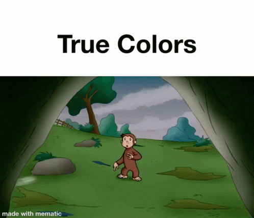 Cartoon Monkey Looking Out Of Cave With True Colors GIF