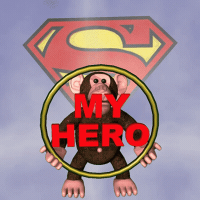Cartoon Monkey My Hero Red Letters GIF