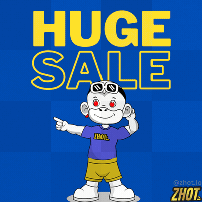 Cartoon Monkey Pointing Up At Sale Sign GIF